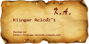 Klinger Acicét névjegykártya